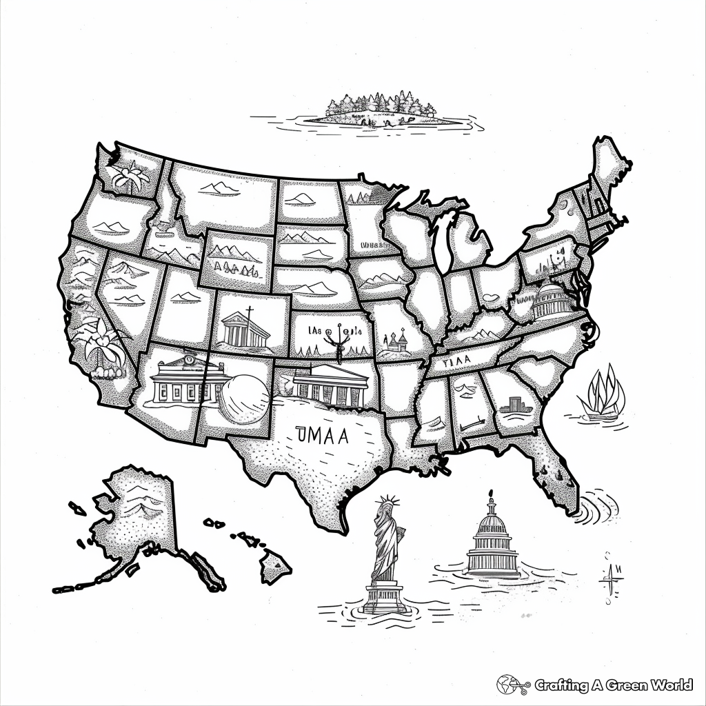 Us Map Coloring Pages Free Printable 