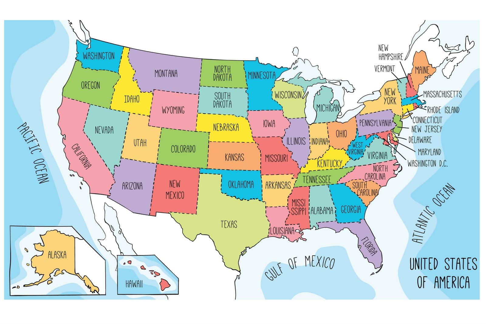 Printable United States Map Coloring Page