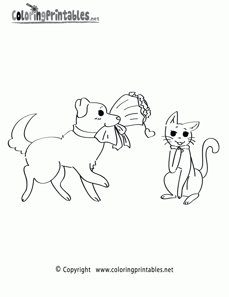 Cats And Dogs Printable Coloring Pages