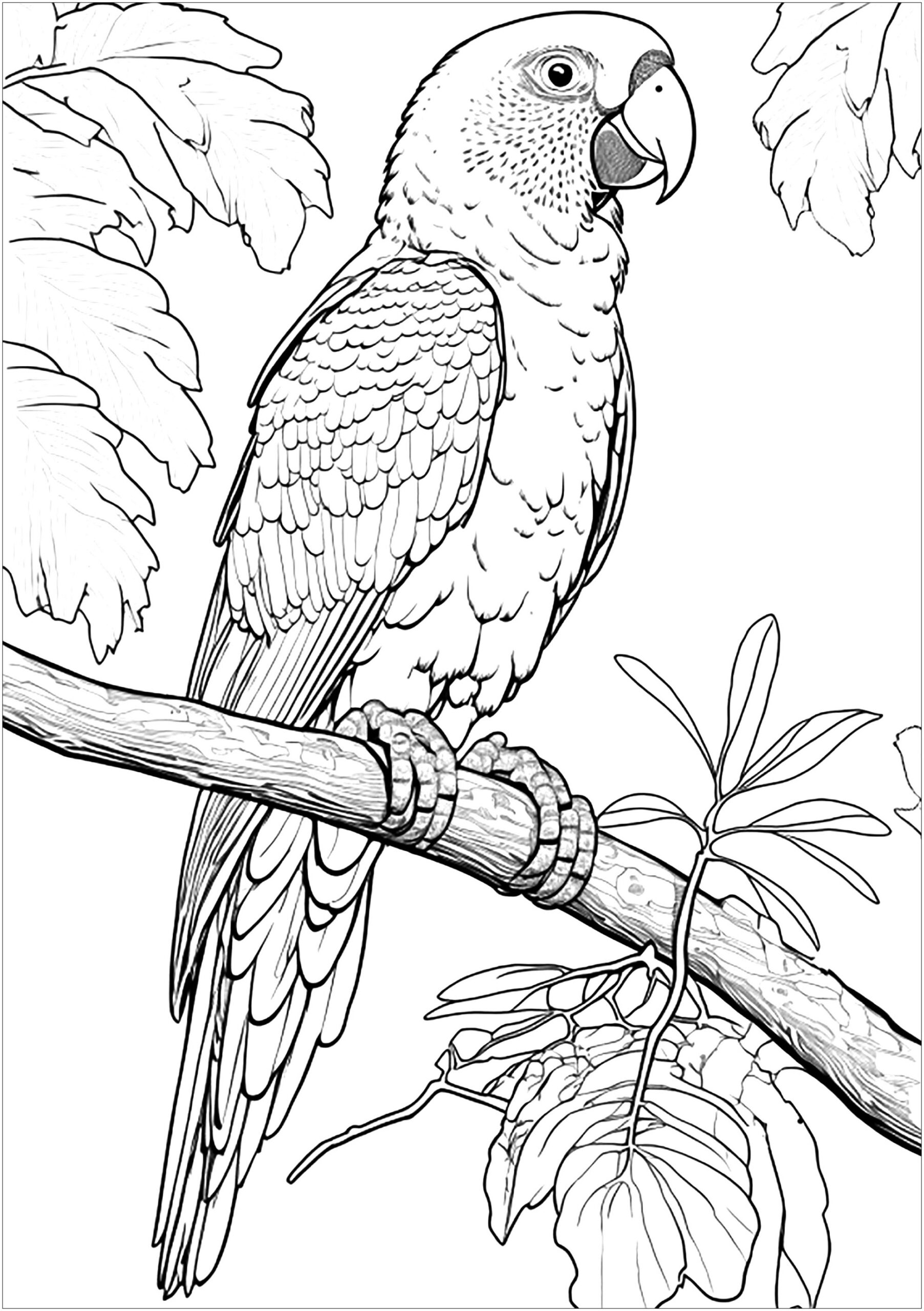 Very Realistic Amazon Parrot Bird Coloring Pages Page Null 
