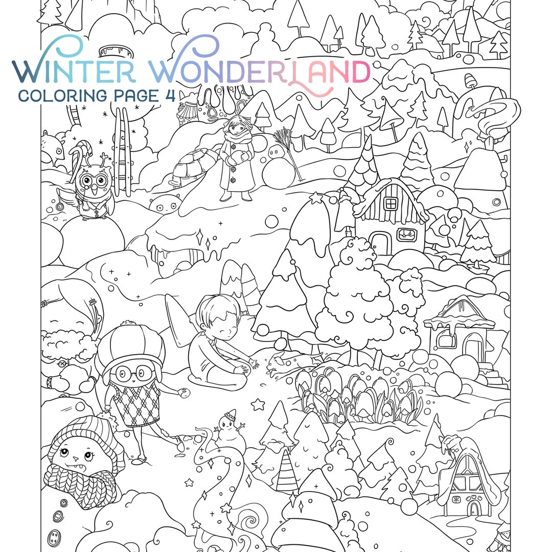 Winter Wonderland Adult Coloring Page Cute Christmas Coloring 