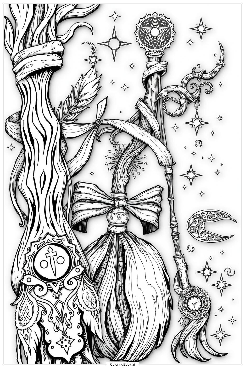 Witch Simple Broom Coloring Page Free PDFu0026PNG Printable 
