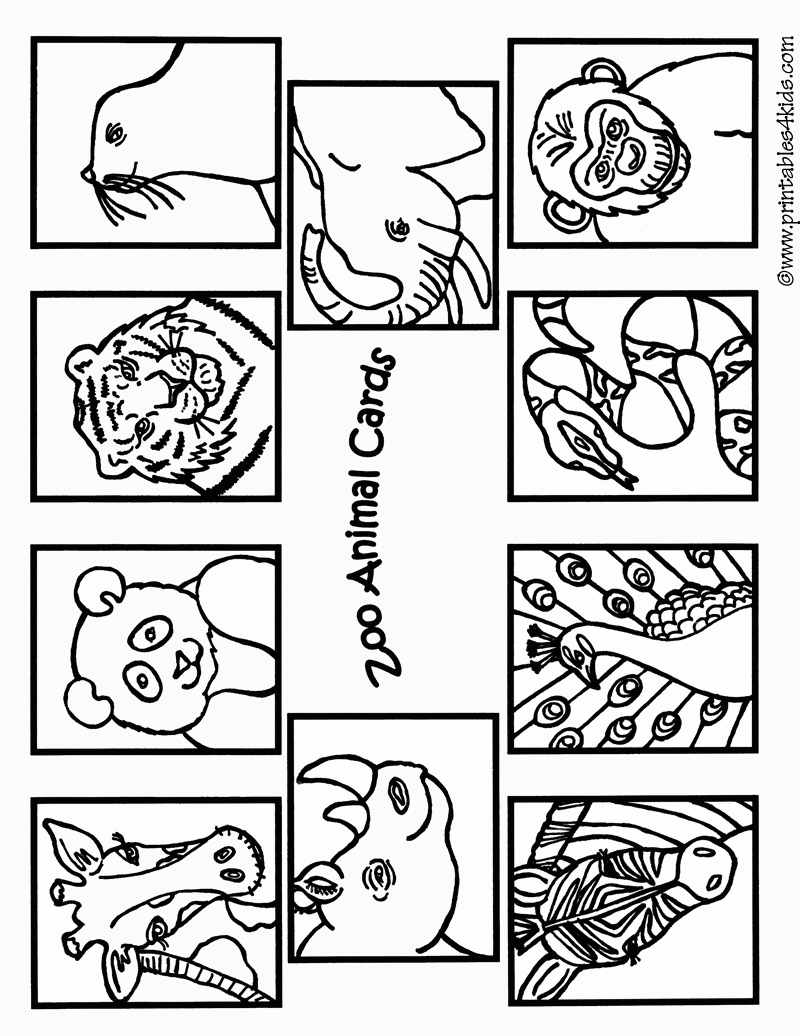 Zoo animals coloring cards1 Printables For Kids Free Word Search Puzzles Coloring Pages And Other Activities